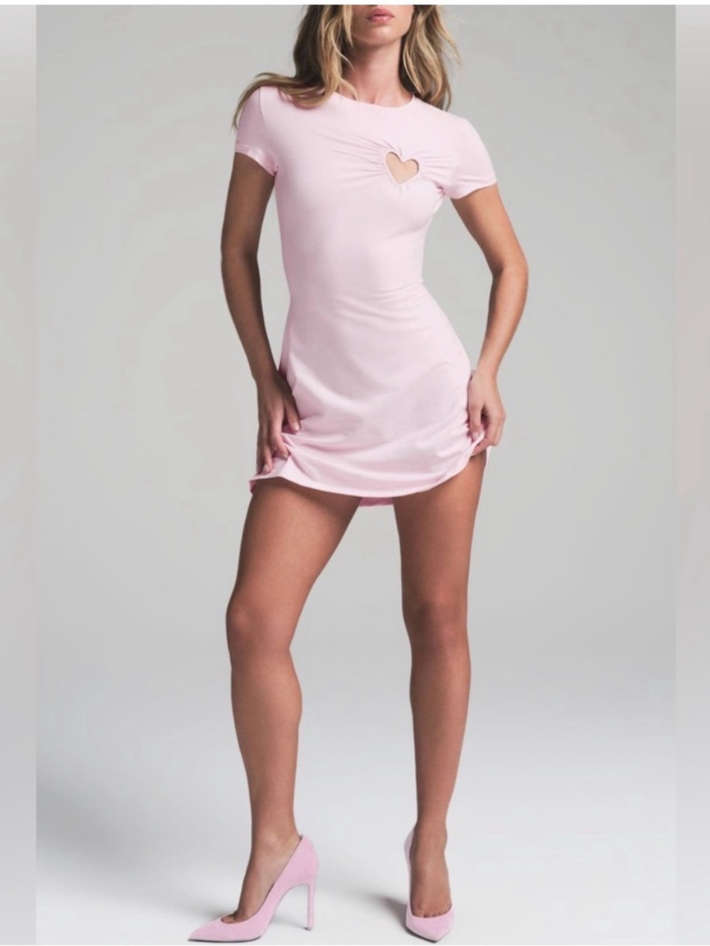 Skims Cotton Jersey Heart Dress Cherry Blossom Pink Mini Short Sleeve
